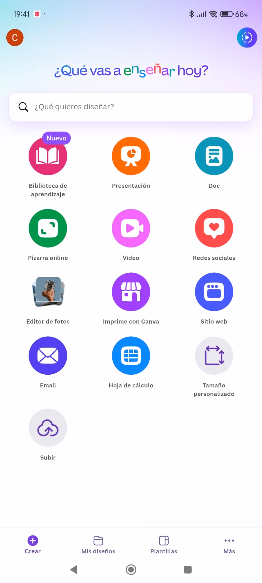 canva inicio perfil educacion