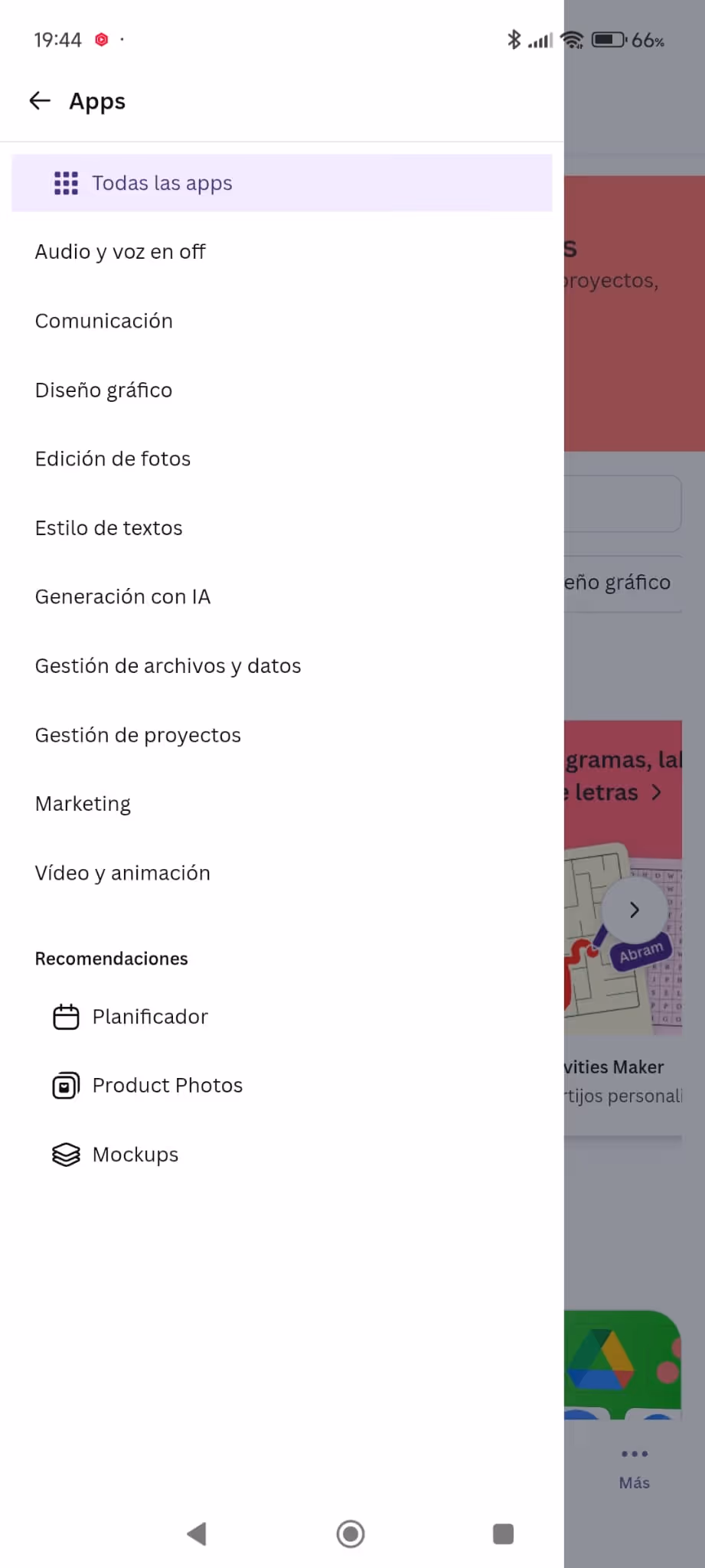 menu canva movil apps conectar canva