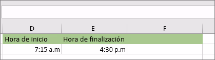 fecha hora inicio 15 am fecha