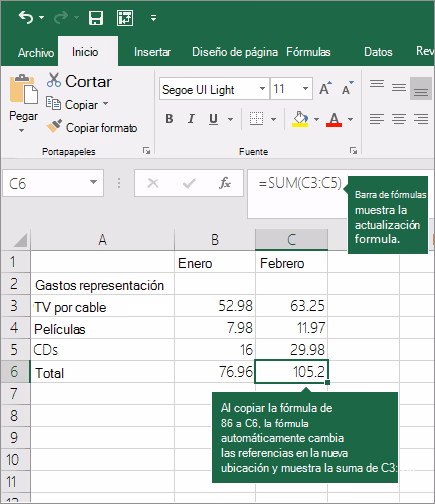 copiar formula referencias celda actualizan automaticamente