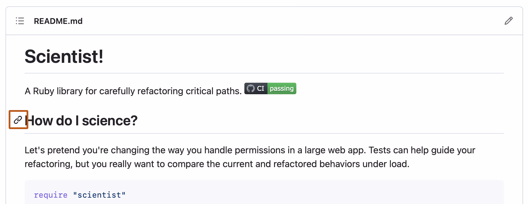 Captura de un README con enlaces bien estructurados para ilustrar documentación mínima útil en un repositorio
