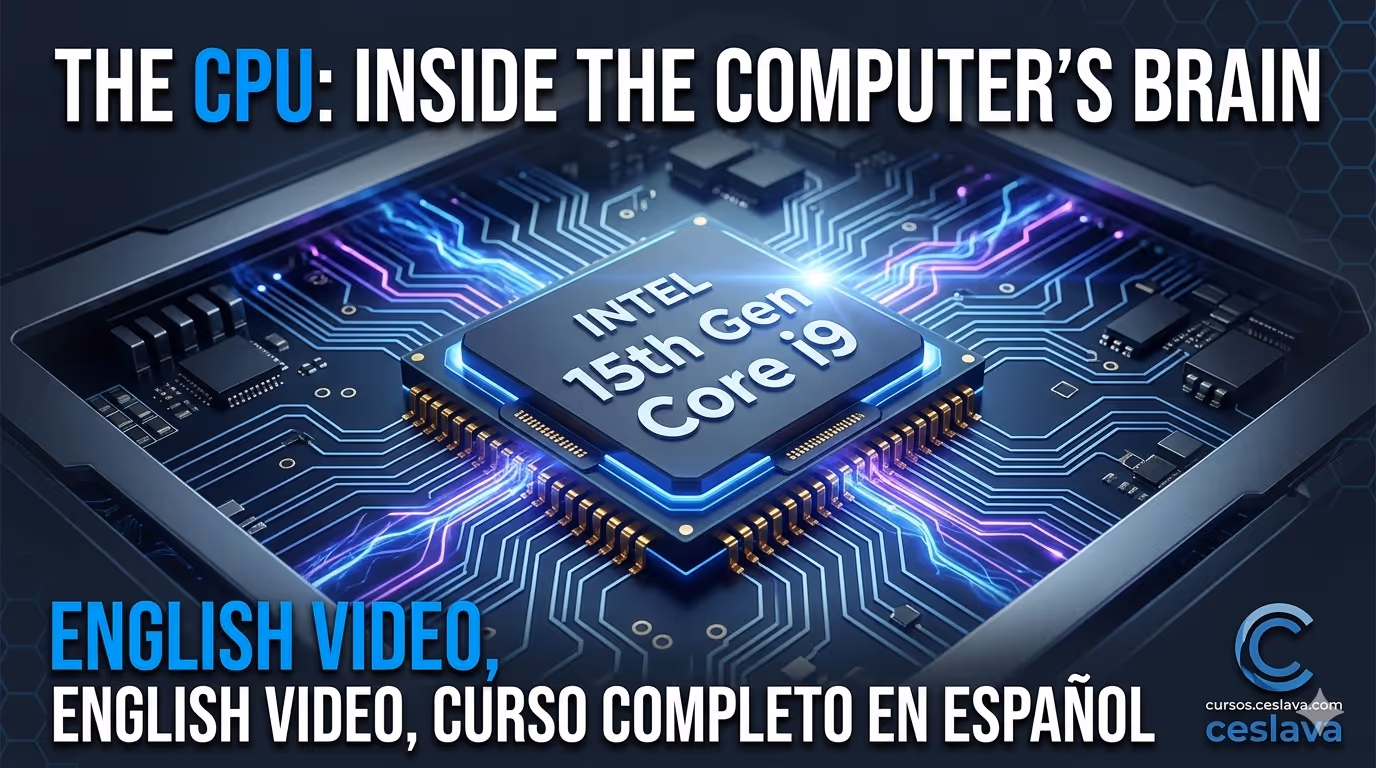 Diagrama con CPU, RAM, almacenamiento, GPU y buses de datos y control sobre una placa base