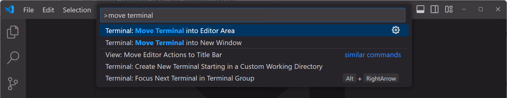 command palette move terminal