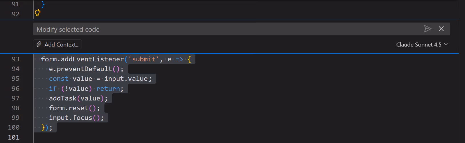 inline chat start