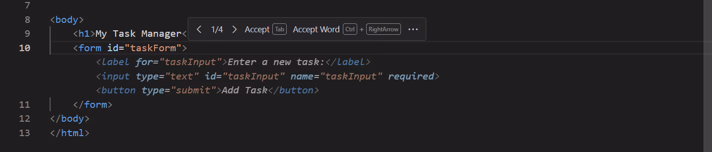 inline suggestion navigation