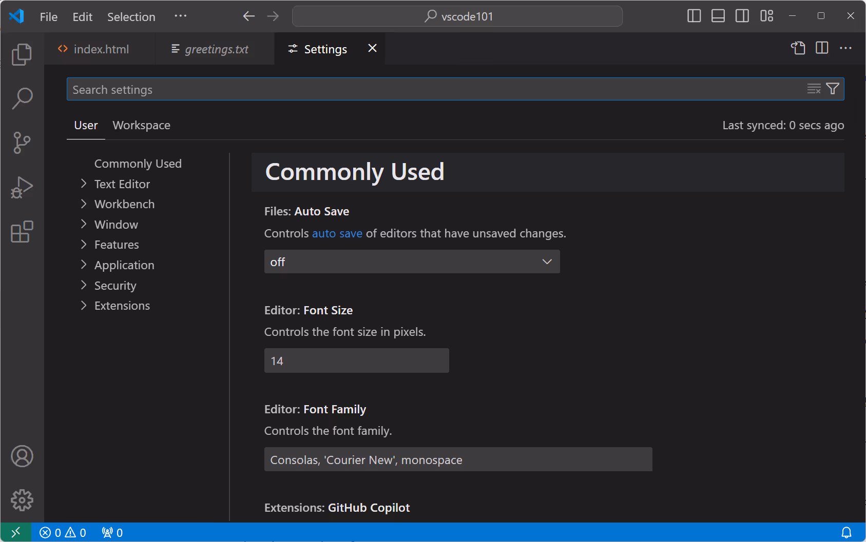 settings editor