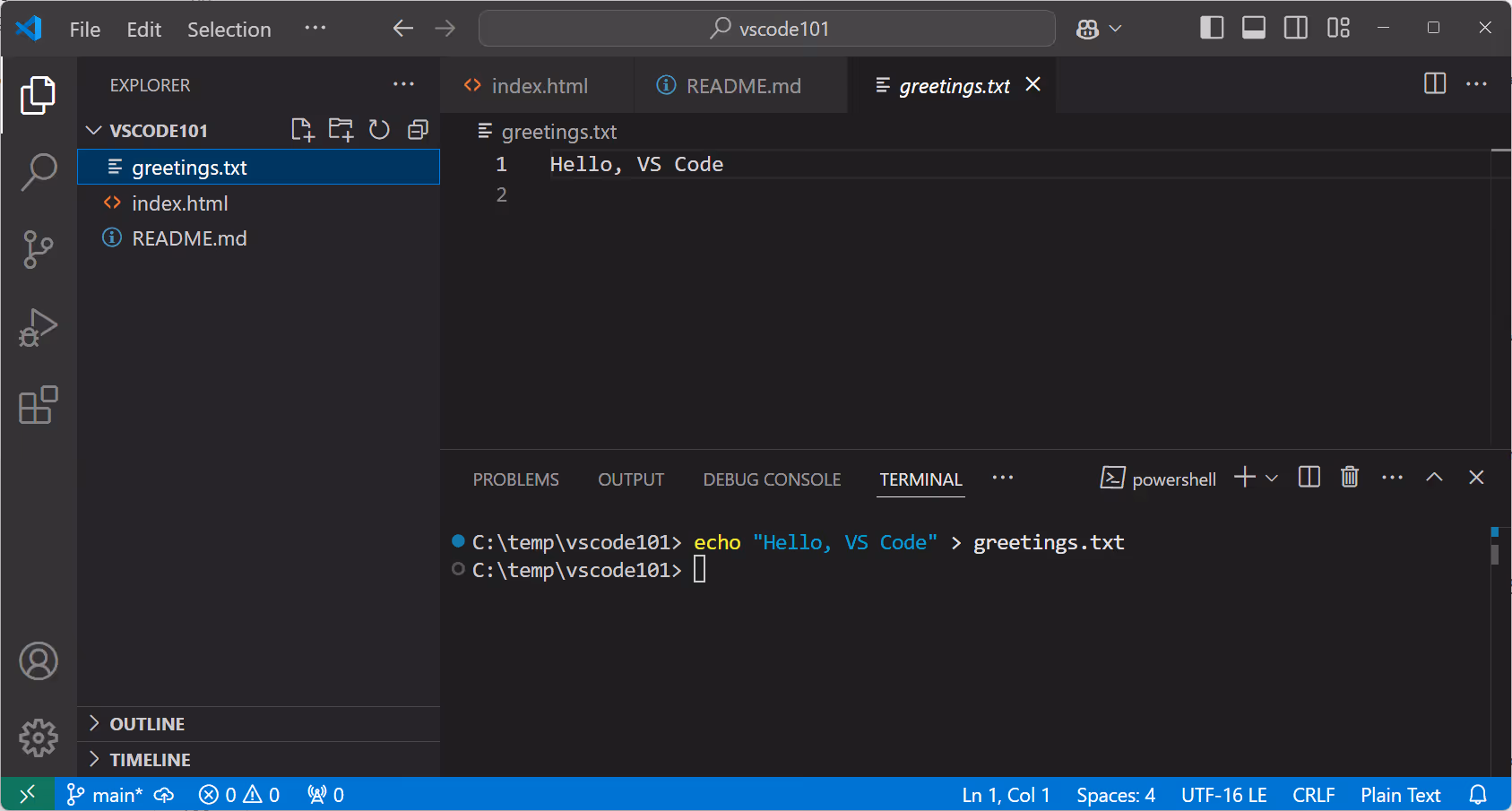 terminal new file